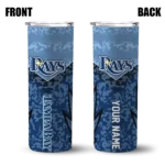 customized tampa bay rays spiral burst print navy skinny tumbler best selling.webp