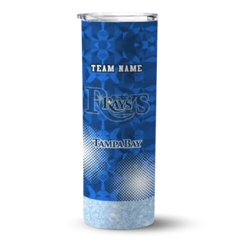 customized tampa bay rays starburst tiles navy skinny tumbler best selling.webp