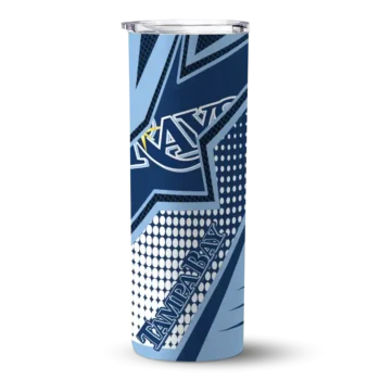 customized tampa bay rays web stripes navy white skinny tumbler best selling.webp