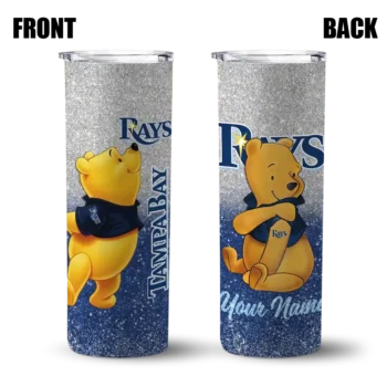 customized tampa bay rays winnie the pooh navy gray skinny tumbler fashion forward.webp