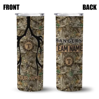 customized texas rangers antler flow camo skinny tumbler fashion forward.webp