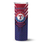customized texas rangers chevron stripes blue skinny tumbler best selling.webp