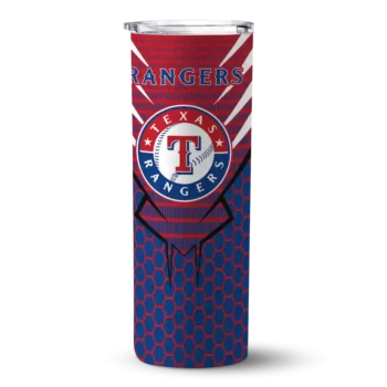 customized texas rangers chevron stripes blue skinny tumbler best selling.webp