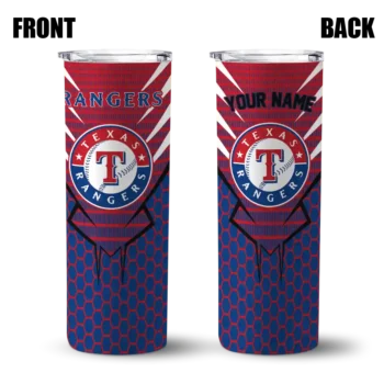customized texas rangers chevron stripes blue skinny tumbler fashion forward.webp