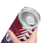 customized texas rangers chevron stripes blue skinny tumbler best selling.webp