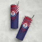 customized texas rangers chevron stripes blue skinny tumbler best selling.webp