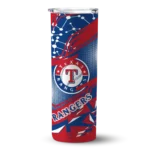 customized texas rangers helmet clash blue skinny tumbler best selling.webp