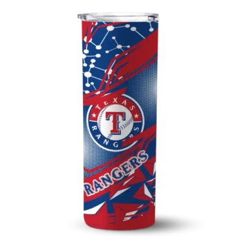 customized texas rangers helmet clash blue skinny tumbler best selling.webp
