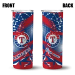 customized texas rangers helmet clash blue skinny tumbler best selling.webp
