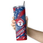 customized texas rangers helmet clash blue skinny tumbler best selling.webp