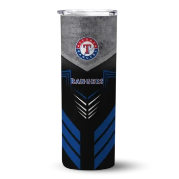 customized texas rangers hexagon honeycomb blue black skinny tumbler best selling.webp