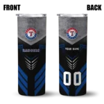 customized texas rangers hexagon honeycomb blue black skinny tumbler best selling.webp