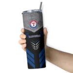customized texas rangers hexagon honeycomb blue black skinny tumbler best selling.webp