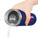 customized texas rangers metallic grid blue skinny tumbler best selling.webp