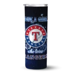 customized texas rangers rose romance blue black skinny tumbler best selling.webp