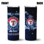 customized texas rangers rose romance blue black skinny tumbler best selling.webp