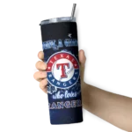 customized texas rangers rose romance blue black skinny tumbler best selling.webp