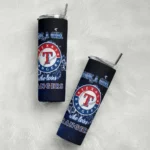 customized texas rangers rose romance blue black skinny tumbler best selling.webp