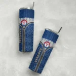 customized texas rangers sparkle drip blue skinny tumbler best selling.webp