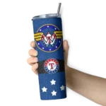 customized texas rangers star cluster blue skinny tumbler best selling.webp
