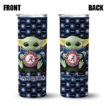 customized texas rangers yoda cozy blue black skinny tumbler best selling.webp