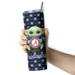 customized texas rangers yoda cozy blue black skinny tumbler best selling.webp