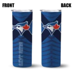 customized toronto blue jays camo texture blue skinny tumbler best selling.webp