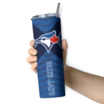 customized toronto blue jays camo texture blue skinny tumbler best selling.webp