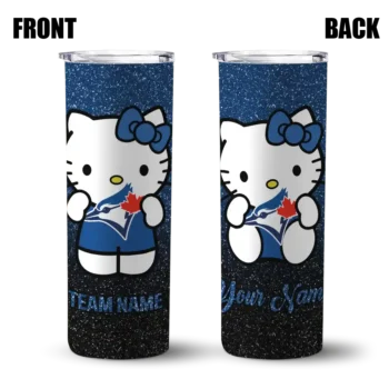 customized toronto blue jays hello kitty blue black skinny tumbler fashion forward.webp