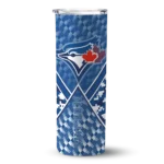customized toronto blue jays monogram burst blue white skinny tumbler best selling.webp
