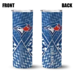 customized toronto blue jays monogram burst blue white skinny tumbler best selling.webp