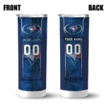 customized toronto blue jays stacked diamond blue skinny tumbler best selling.webp