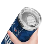 customized toronto blue jays stacked diamond blue skinny tumbler best selling.webp