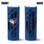 customized toronto blue jays star pop blue black skinny tumbler best selling.webp