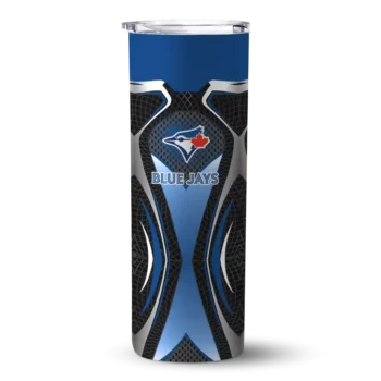 customized toronto blue jays superman emblem blue black skinny tumbler best selling.webp