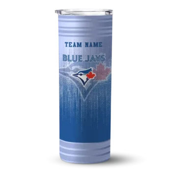 customized toronto blue jays swirl texture blue skinny tumbler best selling.webp