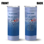 customized toronto blue jays swirl texture blue skinny tumbler best selling.webp