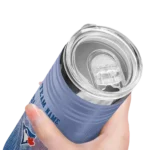 customized toronto blue jays swirl texture blue skinny tumbler best selling.webp