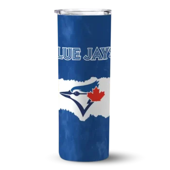 customized toronto blue jays torn band blue white skinny tumbler best selling.webp
