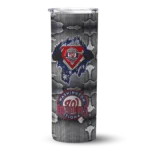 customized washington nationals chevron v red gray skinny tumbler best selling.webp
