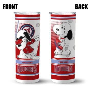 customized washington nationals snoopy dog red white skinny tumbler fashion forward.webp