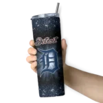 detroit tigers radiant glitter navy skinny tumbler best selling 1.webp