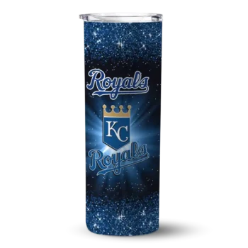 kansas city royals radiant glitter royal blue skinny tumbler best selling.webp