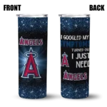 los angeles angels radiant glitter blue skinny tumbler best selling.webp