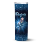 los angeles dodgers radiant glitter blue skinny tumbler best selling.webp