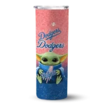 los angeles dodgers yoda smile blue skinny tumbler best selling.webp