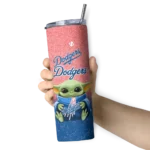 los angeles dodgers yoda smile blue skinny tumbler best selling.webp