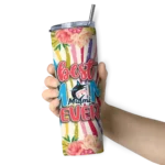miami marlins flower cluster skinny tumbler best selling 2.webp