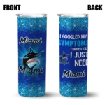 miami marlins radiant glitter blue skinny tumbler best selling.webp