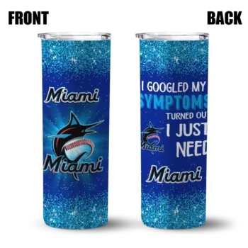 miami marlins radiant glitter blue skinny tumbler fashion forward.webp